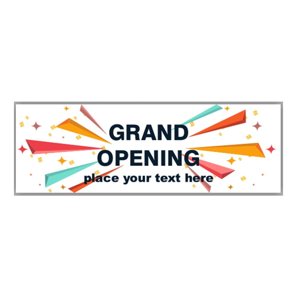 grand opening banner with custom text and confetti valle signs ny